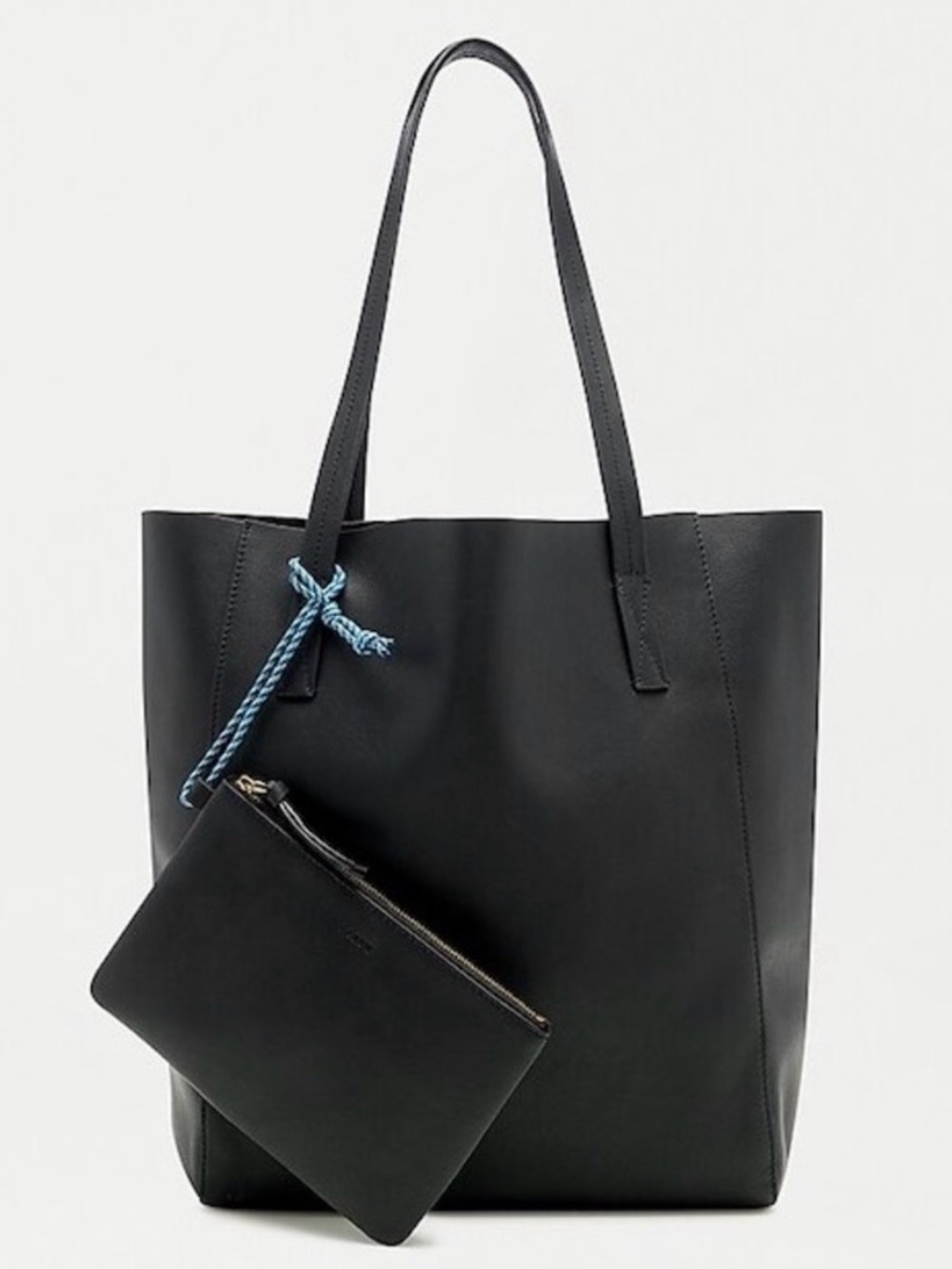 J.Crew Classic Carryall Leather Tote with Pouch in Navy